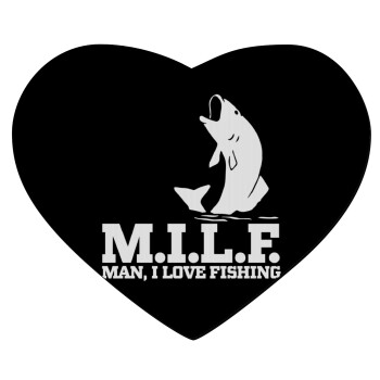M.I.L.F. Mam i love fishing, Mousepad καρδιά 23x20cm