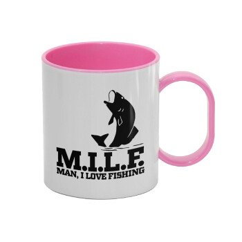 M.I.L.F. Mam i love fishing, Κούπα (πλαστική) (BPA-FREE) Polymer Ροζ για παιδιά, 330ml