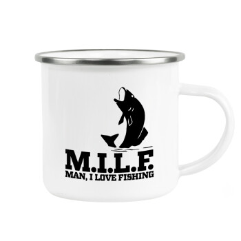 M.I.L.F. Mam i love fishing, Κούπα Μεταλλική εμαγιέ λευκη 360ml