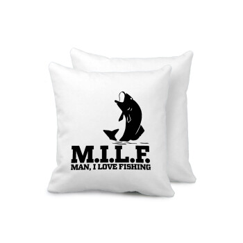 M.I.L.F. Mam i love fishing, Μαξιλάρι καναπέ 40x40cm περιέχεται το  γέμισμα