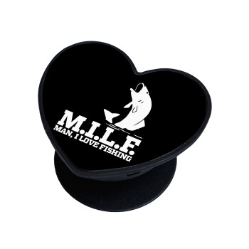 M.I.L.F. Mam i love fishing, Phone Holders Stand  καρδιά Μαύρο Βάση Στήριξης Κινητού στο Χέρι