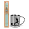 Easter Set, metallic thermal cup (300ml) & aromatic flat Easter candle (30cm) (TURQUOISE)