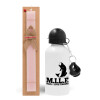 Easter Set, metallic aluminum bottle (500ml) & aromatic flat Easter candle (30cm) (PINK)