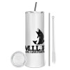 Tumbler stainless steel 600ml, with metal straw & cleaning brush