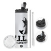 Travel Tumbler 2 Lids, with metal straw & cleaning brush (Stainless steel 304 Food grade, BPA free, 600ml)