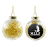 Transparent Christmas tree ball ornament with gold filling 8cm