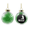 Transparent Christmas tree ball ornament with green filling 8cm