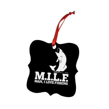 M.I.L.F. Mam i love fishing, Στολίδι Χριστουγεννιάτικο στολίδι polygon ξύλινο 7.5cm