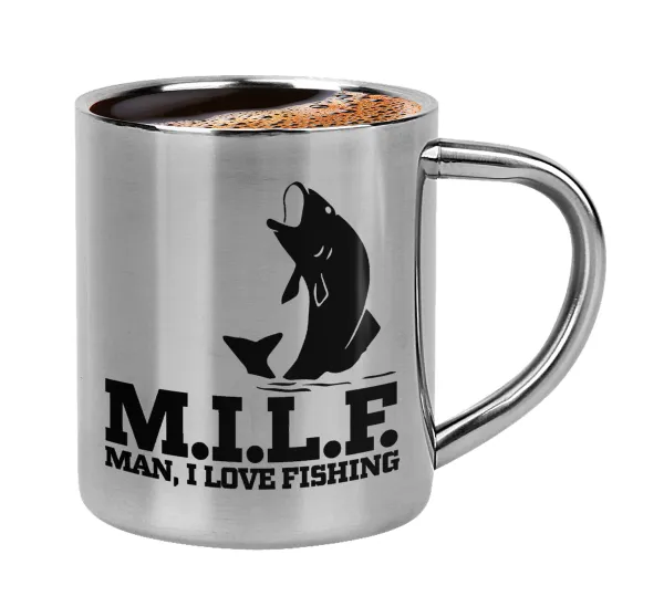 M.I.L.F. Mam i love fishing — Κουπάκι μεταλλικό διπλού τοιχώματος για espresso (220ml)
