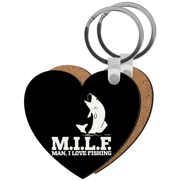 M.I.L.F. Mam i love fishing — Ξύλινο καρδιά