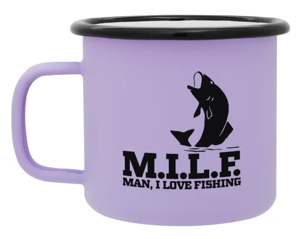 M.I.L.F. Mam i love fishing — Κούπα Μεταλλική εμαγιέ ΜΑΤ Light Pastel Purple 360ml
