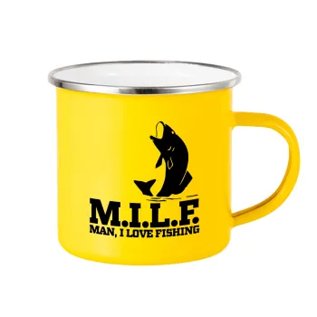 M.I.L.F. Mam i love fishing, Yellow Enamel Metallic Cup 360ml
