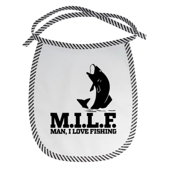 M.I.L.F. Mam i love fishing, Σαλιάρα μωρού αλέκιαστη με κορδόνι Μαύρη