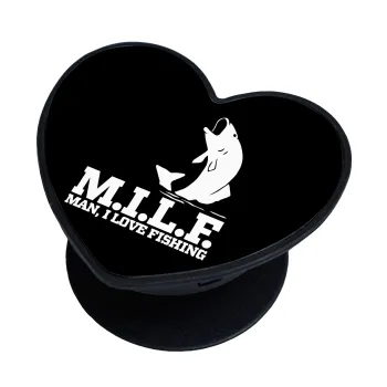 M.I.L.F. Mam i love fishing, Phone Holders Stand  καρδιά Μαύρο Βάση Στήριξης Κινητού στο Χέρι