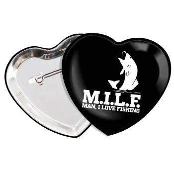 M.I.L.F. Mam i love fishing, Κονκάρδα παραμάνα καρδιά (57x52mm)