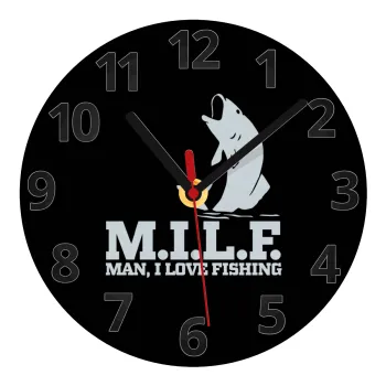 M.I.L.F. Mam i love fishing, Ρολόι τοίχου γυάλινο (20cm)