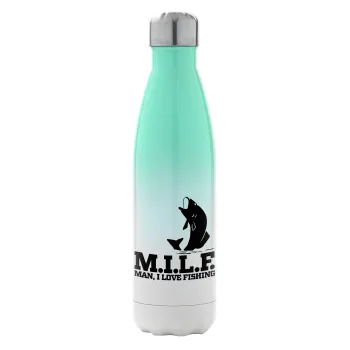 M.I.L.F. Mam i love fishing, Metal mug thermos Green/White (Stainless steel), double wall, 500ml
