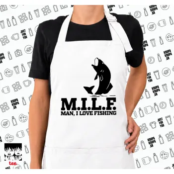M.I.L.F. Mam i love fishing, Ποδιά μακριά Σεφ ολόσωμη με τσέπες white (ΕΝΗΛΙΚΩΝ)