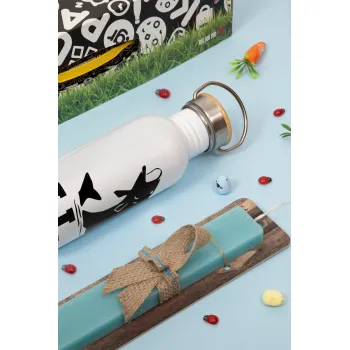 M.I.L.F. Mam i love fishing, Easter Set, SS Metallic water bottle (620ml, stainless steel) & scented flat Easter candle (30cm) (TURQUOISE)