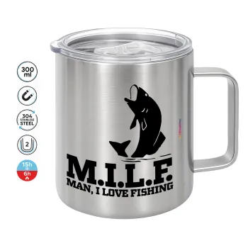 M.I.L.F. Mam i love fishing, Mug Stainless steel double wall 300ml