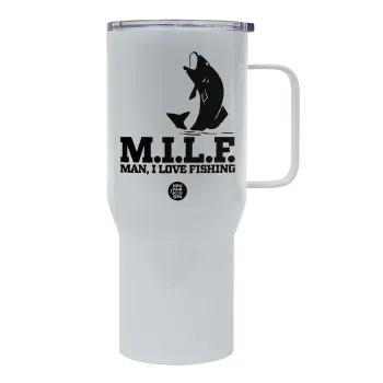 M.I.L.F. Mam i love fishing, Mega Stainless steel Tumbler with lid, double wall 750L