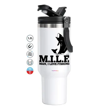 M.I.L.F. Mam i love fishing, Mega Tumbler με καπάκι, διπλού τοιχώματος (θερμό) 1,2L