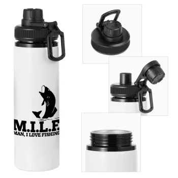 M.I.L.F. Mam i love fishing, Metal water bottle with safety cap, aluminum 850ml