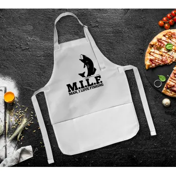 M.I.L.F. Mam i love fishing, Ποδιά Σεφ Ολόσωμη Παιδική (με ρυθμιστικά και 2 τσέπες)