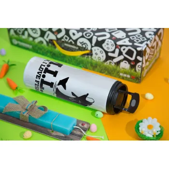 M.I.L.F. Mam i love fishing, Πασχαλινή Λαμπάδα με Travel Tumbler θερμό με διπλό καπάκι (600ml, BPA free) & κερί αρωματικό πλακέ (30cm) (ΤΙΡΚΟΥΑΖ)