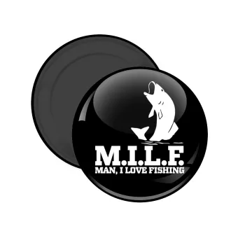 M.I.L.F. Mam i love fishing, Μαγνητάκι ψυγείου στρογγυλό διάστασης 5cm