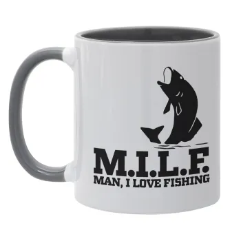 M.I.L.F. Mam i love fishing, Mug colored grey, ceramic, 330ml