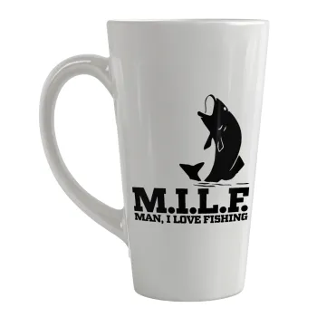 M.I.L.F. Mam i love fishing, Κούπα κωνική Latte Μεγάλη, κεραμική, 450ml
