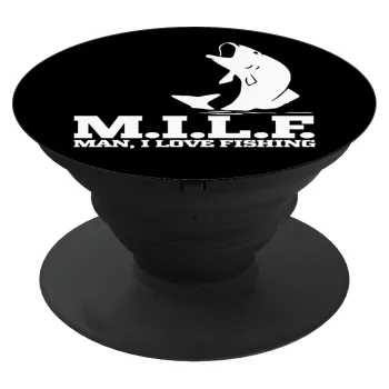 M.I.L.F. Mam i love fishing, Phone Holders Stand  Black Hand-held Mobile Phone Holder