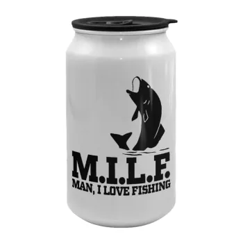 M.I.L.F. Mam i love fishing, Κούπα ταξιδιού μεταλλική με καπάκι (tin-can) 500ml