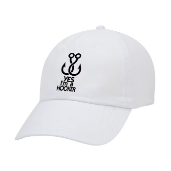 Yes i am Hooker, Καπέλο Baseball Λευκό (5-φύλλο, unisex)