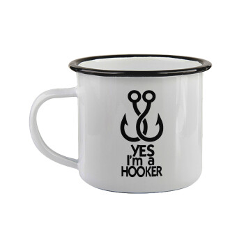 Yes i am Hooker, Κούπα εμαγιέ με μαύρο χείλος 360ml