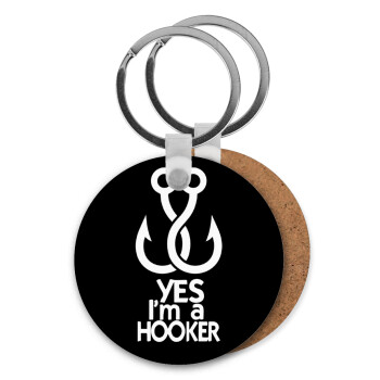 Yes i am Hooker, Μπρελόκ Ξύλινο στρογγυλό MDF Φ5cm