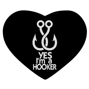 Yes i am Hooker, Mousepad καρδιά 23x20cm