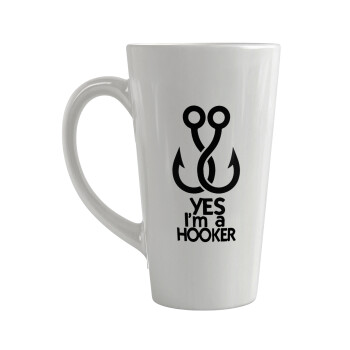 Yes i am Hooker, Κούπα κωνική Latte Μεγάλη, κεραμική, 450ml