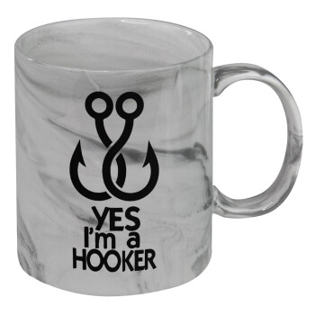 Yes i am Hooker, Κούπα κεραμική, marble style (μάρμαρο), 330ml