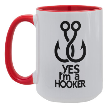 Yes i am Hooker, Κούπα Mega 15oz, κεραμική Κόκκινη, 450ml