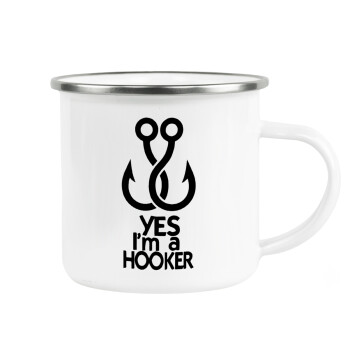 Yes i am Hooker, Κούπα Μεταλλική εμαγιέ λευκη 360ml