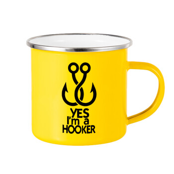 Yes i am Hooker, Κούπα Μεταλλική εμαγιέ Κίτρινη 360ml