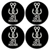 SET of 4 round wooden coasters (9cm)