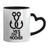 Mug heart black handle, ceramic, 330ml