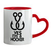 Mug heart red handle, ceramic, 330ml