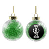 Transparent Christmas tree ball ornament with green filling 8cm