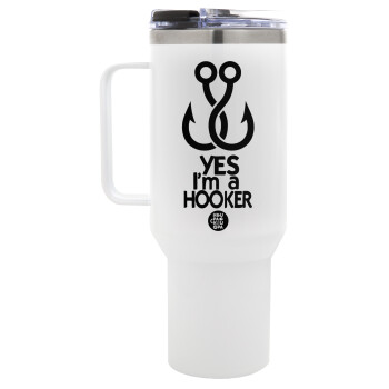 Yes i am Hooker, Mega Stainless steel Tumbler with lid, double wall 1,2L