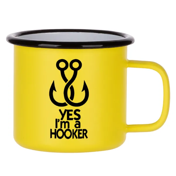 Yes i am Hooker — Κούπα Μεταλλική εμαγιέ ΜΑΤ Κίτρινη 360ml