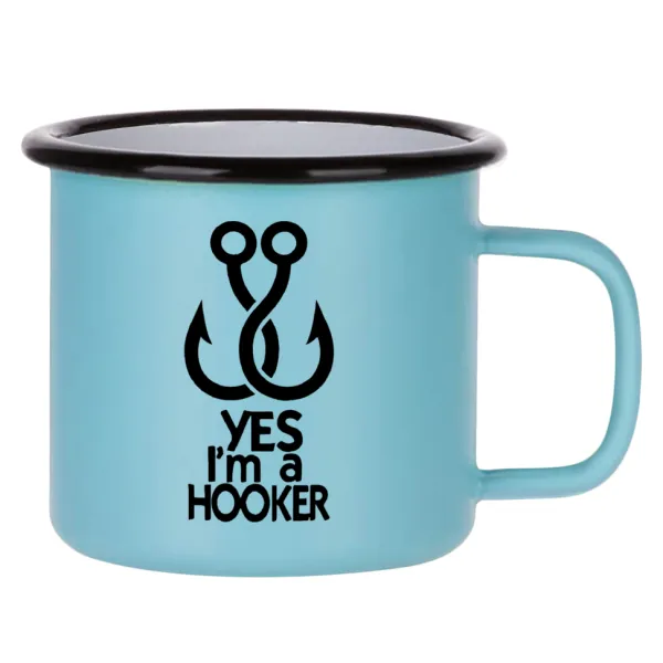 Yes i am Hooker — Κούπα Μεταλλική εμαγιέ ΜΑΤ σιέλ 360ml